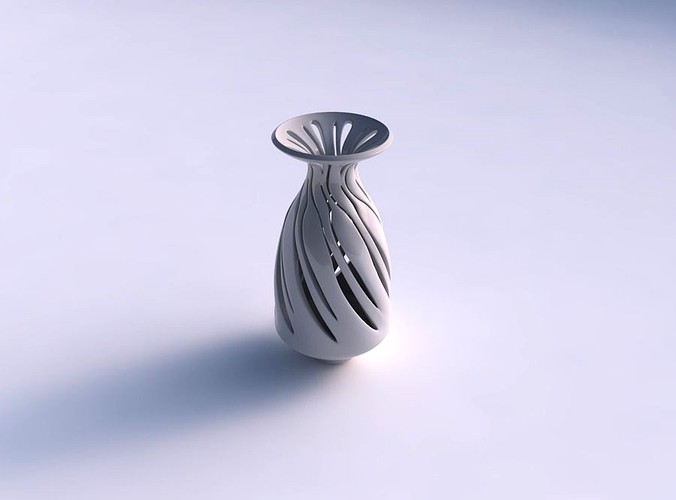 Vase slim wide tip with smooth cuts wide middle | 3D