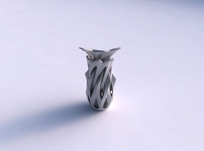 Vase rose spikes squeezed with intersection through cuts eccentric | 3D