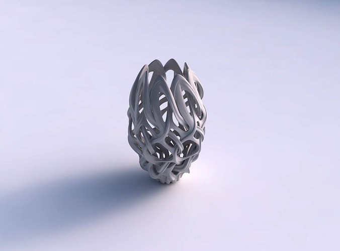 Vase flared with interlacing lattice and imprinted lines long neck | 3D