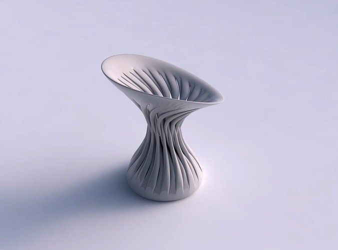 Vase hourglass twisted with muscle structure squeezed with streched top corner | 3D