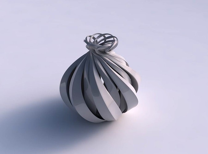 Vase double twiste with sharp edges and squeezed top part squeezed | 3D