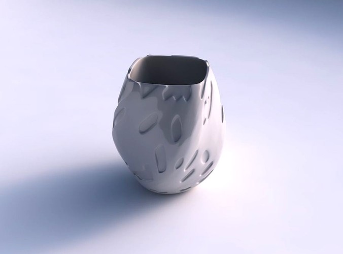 Vase low bulky helix with cavities smooth | 3D