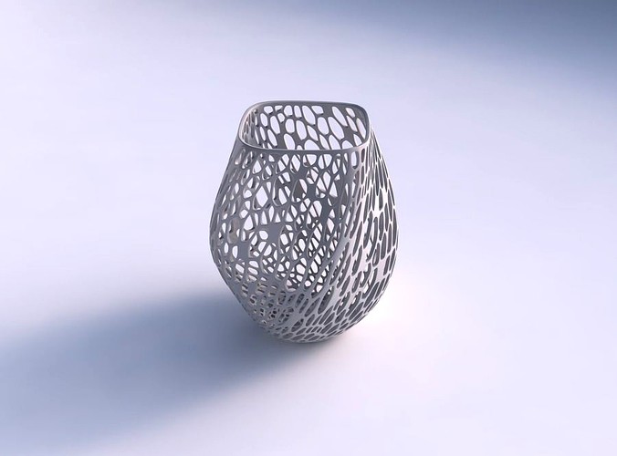 Vase low bulky helix with fine organic lattice | 3D