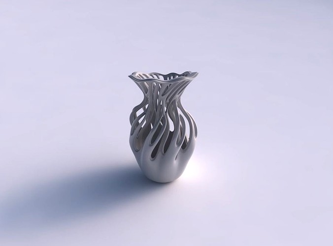 Vase curved with two layered beveled branches eccentric | 3D