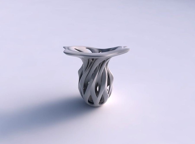 Vase inside a funnel vase with intersection through cuts eccentric | 3D