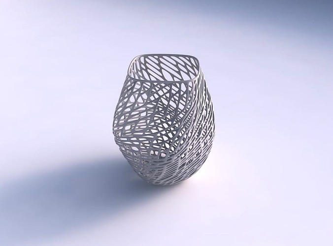 Vase low bulky helix with twisted lattice tiles | 3D