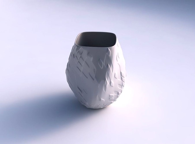 Vase low bulky helix with twisted diagonal dents and bulges | 3D