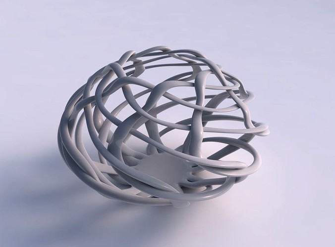 Vase spherical with simple interlacing lattice twisted and squeezed | 3D