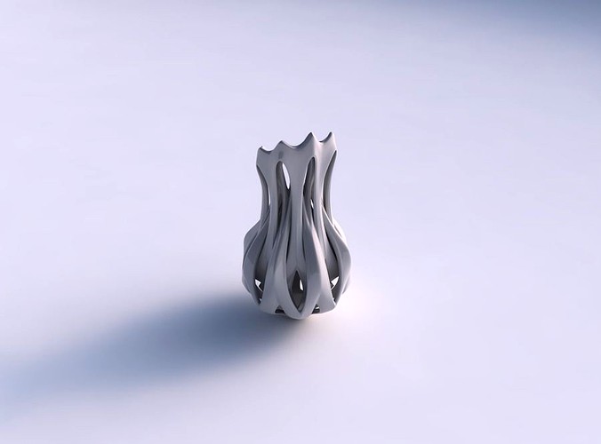 Vase curved with intersection through cuts long top | 3D