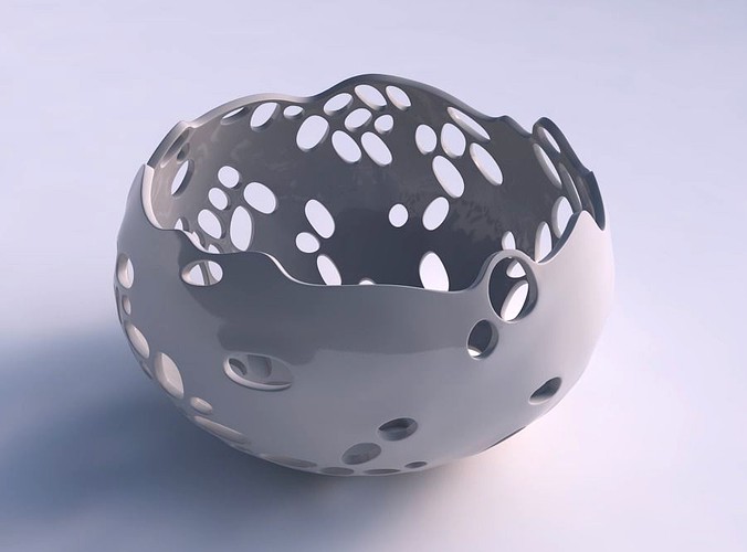 Bowl spheric twisted with twisted bubbles holes | 3D