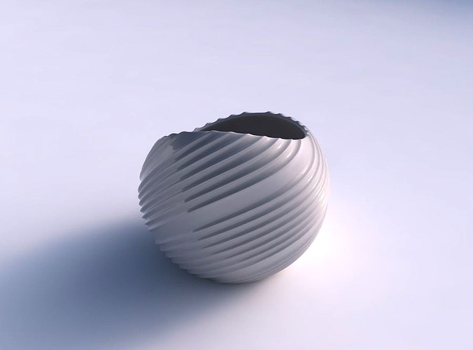 Bowl skewed and twisted with flowing extruded lines | 3D