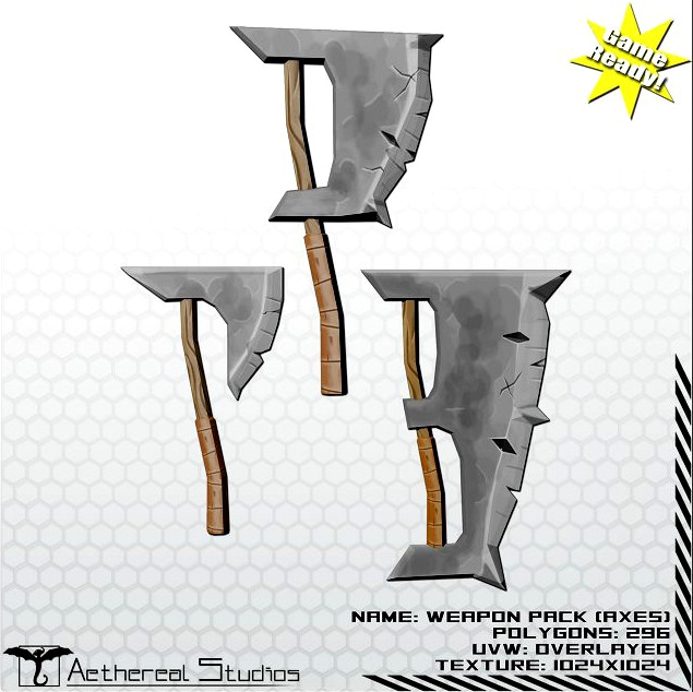 Fantasy Weapon Axe Pack 3D Model