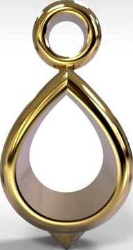 Jewelry Golden Tear Drop Oval Pendant | 3D