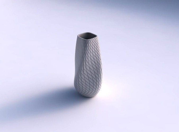 Bottom wide vase helix with twisted diagonal grid plates | 3D