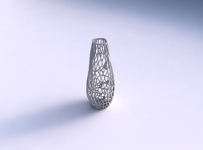 Narrow top vase helix with faceted and twisted organic lattice 2 | 3D