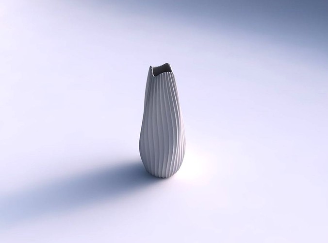 Narrow top vase helix with extruded vertical lines 2 | 3D