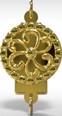 Jewelry Golden Round Pendant Flower Ornament  | 3D