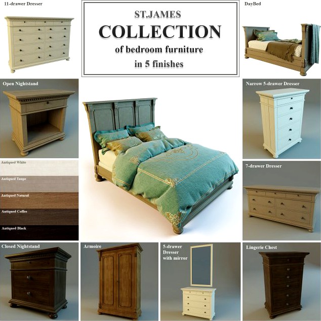 STJames Collection of bedroom furniture 3D Model