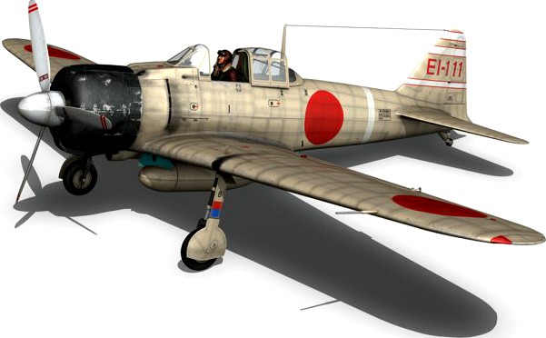 Mitsubishi A6M2 Zero  Carrier Shokaku 3D Model