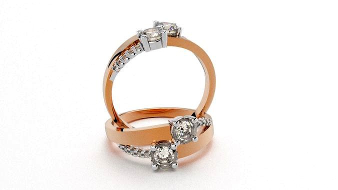 Two Stone Ring 2S-2 style 2 | 3D