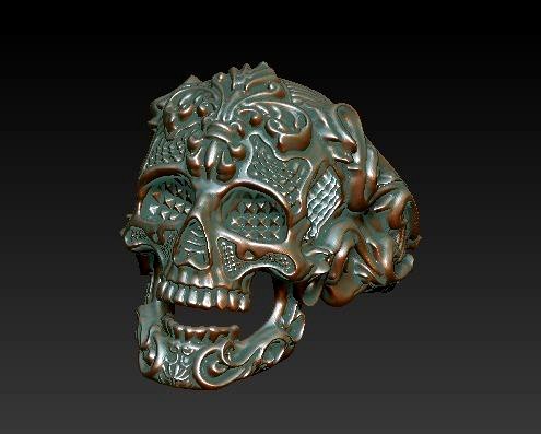 Skullring Filigree - skull ring Ornament  | 3D