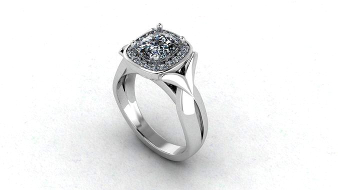 Diamonds Engagement Ring Unique  | 3D