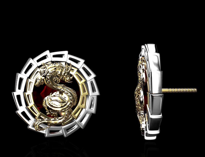 Dragon earrings-pin | 3D