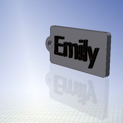 Emily Name Tag  Key chain Fob Zipper Tag 2x1x02in 50x25x5mm thk | 3D