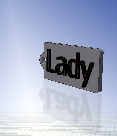 Lady Name Tag  Key chain Fob Zipper Tag 2x1x02in 50x25x5mm thick | 3D