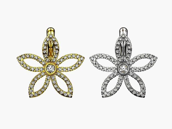 Beautiful flower earrings with patterns | 3D