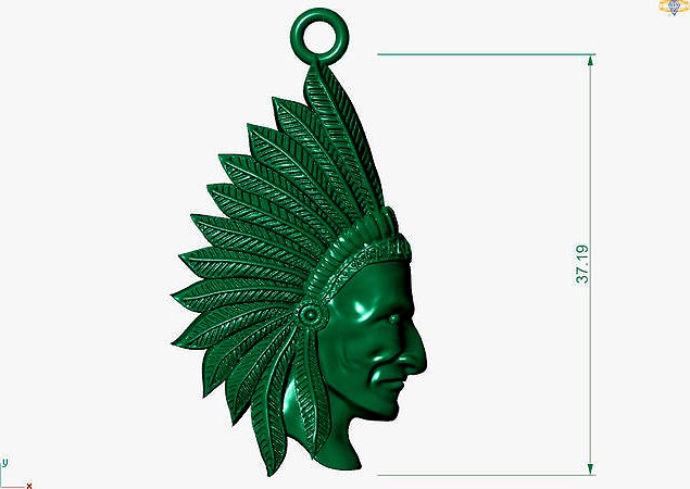 Aboriginal native chief  pendant | 3D