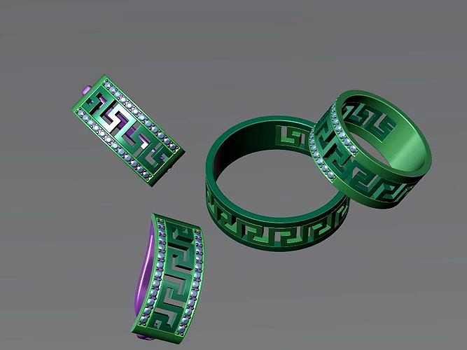 set of rings earrings | 3D