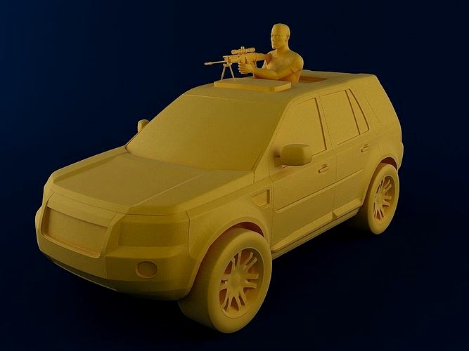 Man with MK16 Sniper in Car | 3D