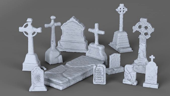 Weathered Tombstone Collection | 3D