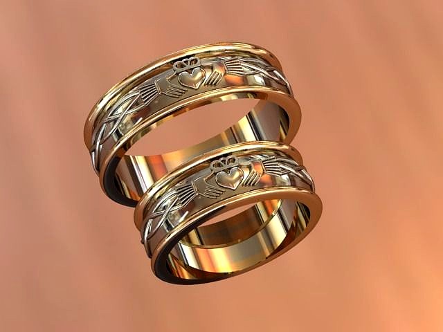 Claddagh wedding bands | 3D