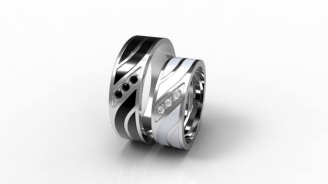 Weddind bands with enamel2 | 3D