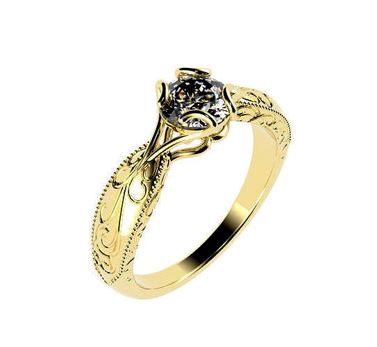 Designer Solitaire Ring  | 3D