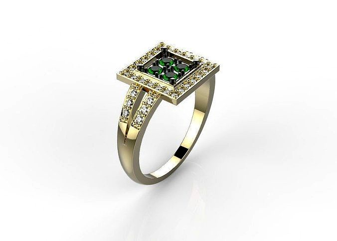 Ring with emeralds  | 3D