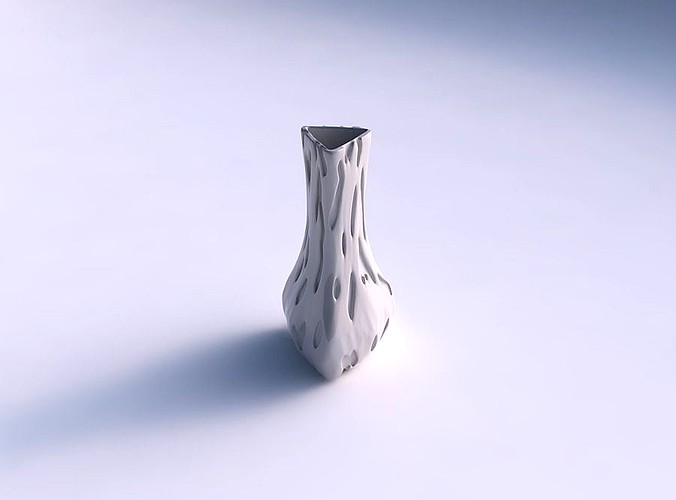 Vase puffy triangle with cavities smooth | 3D