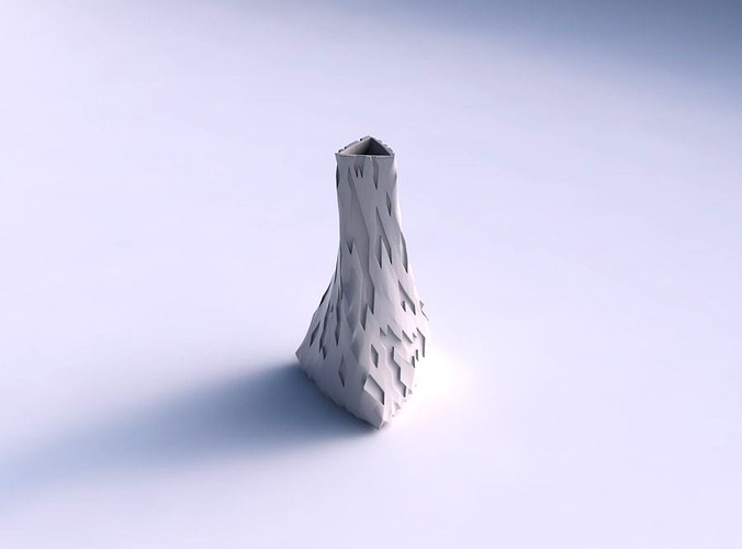 Vase twist tilted triangle with cavities | 3D