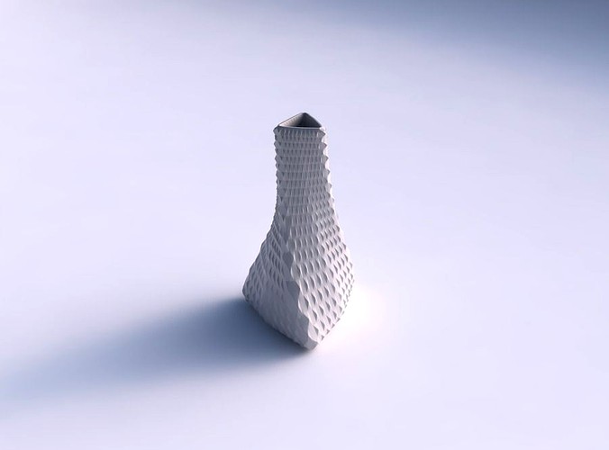 Vase twist tilted triangle with grid piramides | 3D