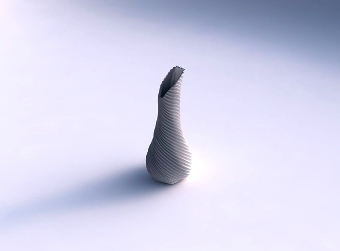 Vase twisted top bent hexagon 2 with bent extruded lines | 3D