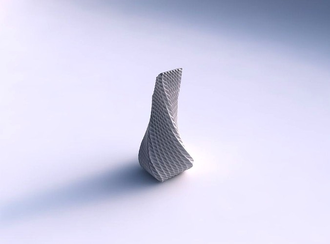 Vase twisted top bent quadratic 2 with bent extruded pattern | 3D