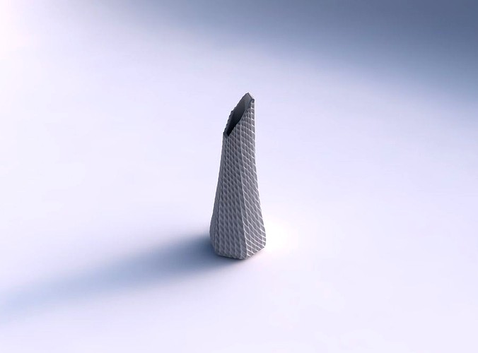 Vase top bent hexagon with bent extruded pattern | 3D