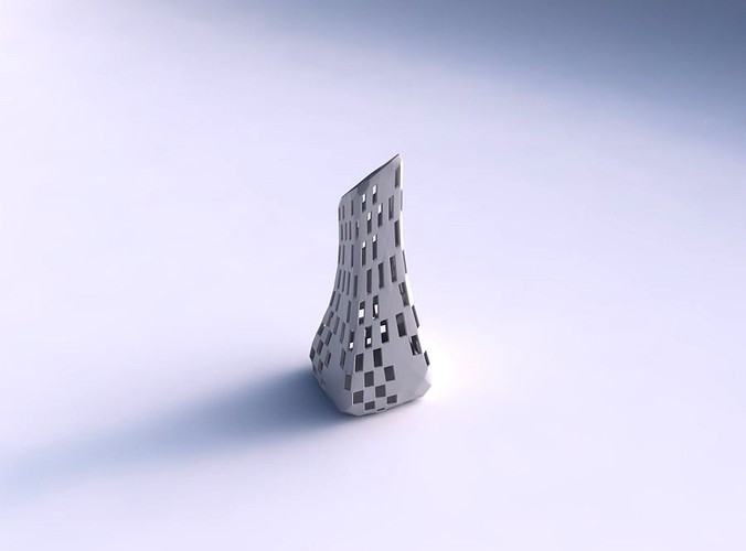 Vase squeezed and bent rectangle 2 with checker grid lattice 2 | 3D