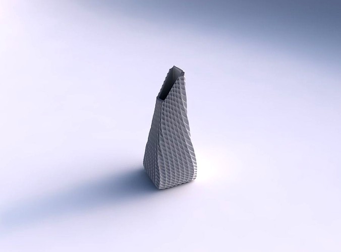 Vase top bent rectangle with bent extruded pattern | 3D