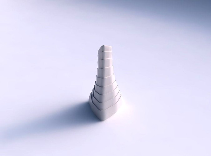 Vase grounded tilted triangle with horizontal layers | 3D