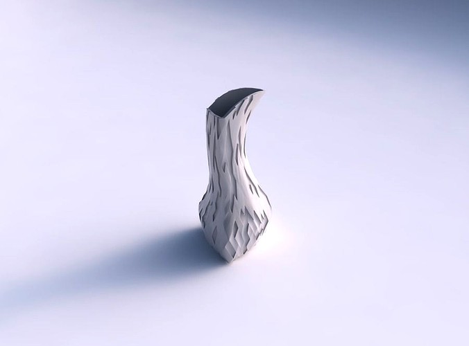 Vase puffy bent triangle with cavities | 3D