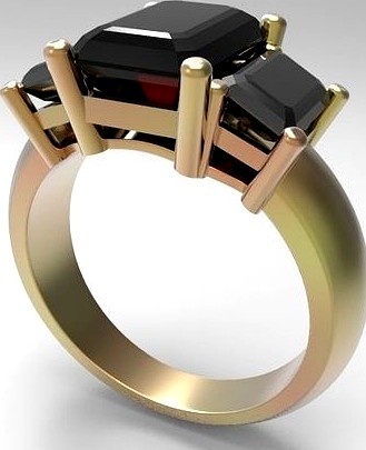 3 stone EC777 ring | 3D