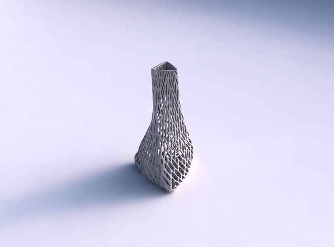Vase twist tilted triangle with lattice tiles  | 3D